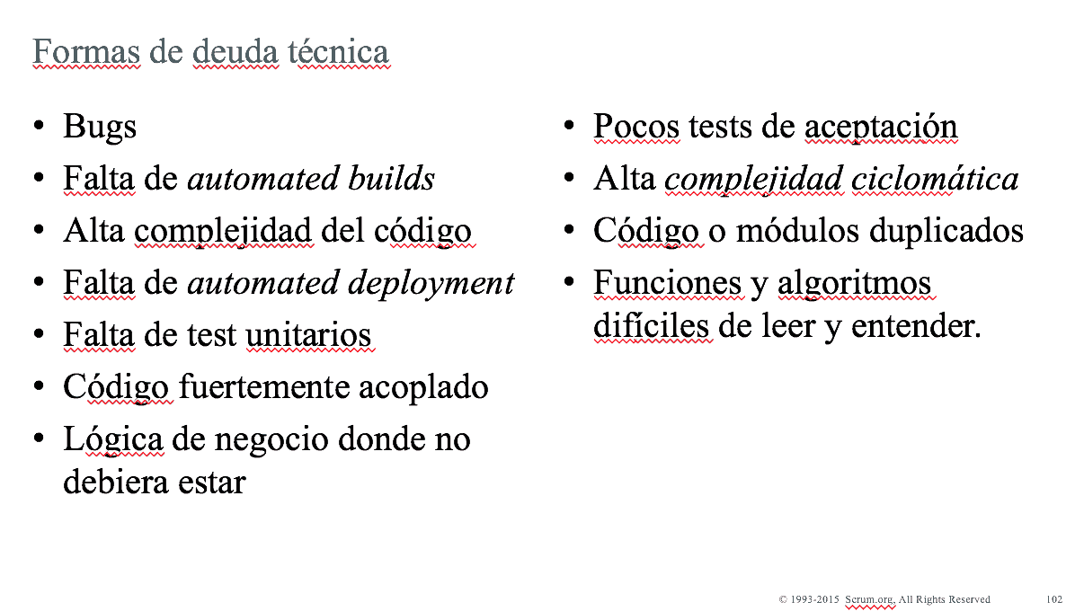 formas deuda técnica